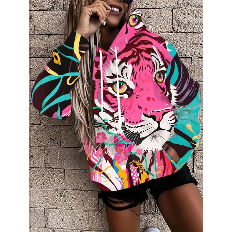Damen Kunst Blumig Langarm Hoodie