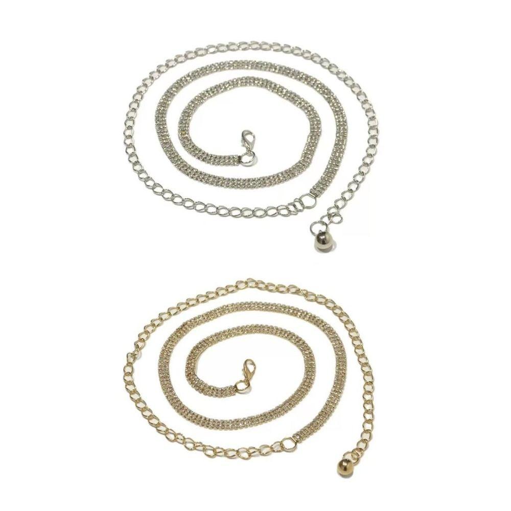 Adjustable Zircon Inlaid Waist Belt Bling Crystal Waist Chain Sweet Rhinestone Waistband  Party