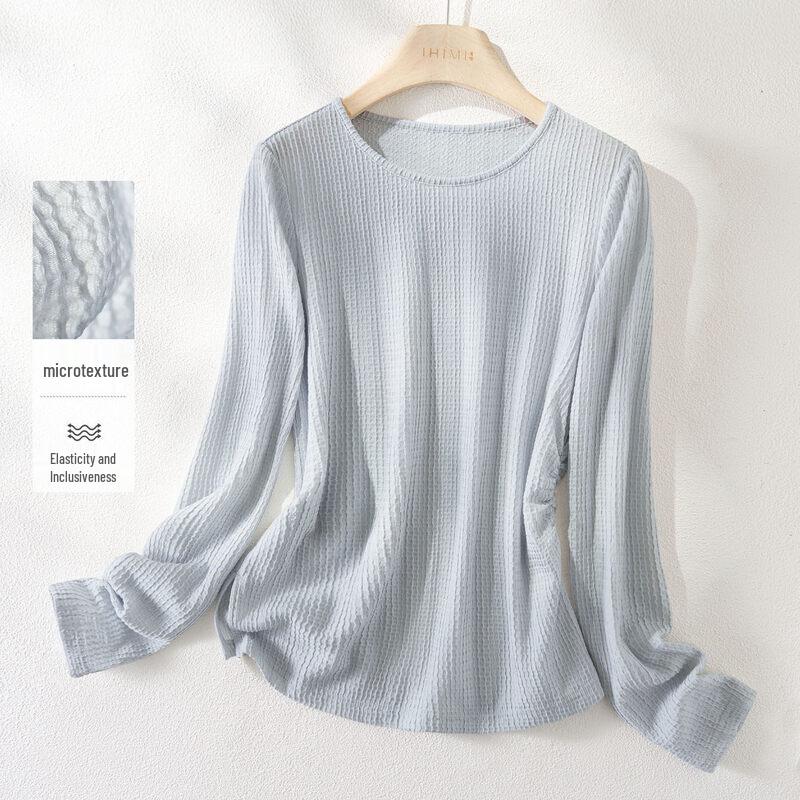 IHIMI Women s Textured Shirred Long-Sleeve T-Shirt M