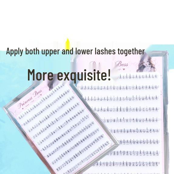 Natural Look Lower Lashes: Adhesive-Free, Transparent Stem, 240 Clusters - Perfect for Beginners