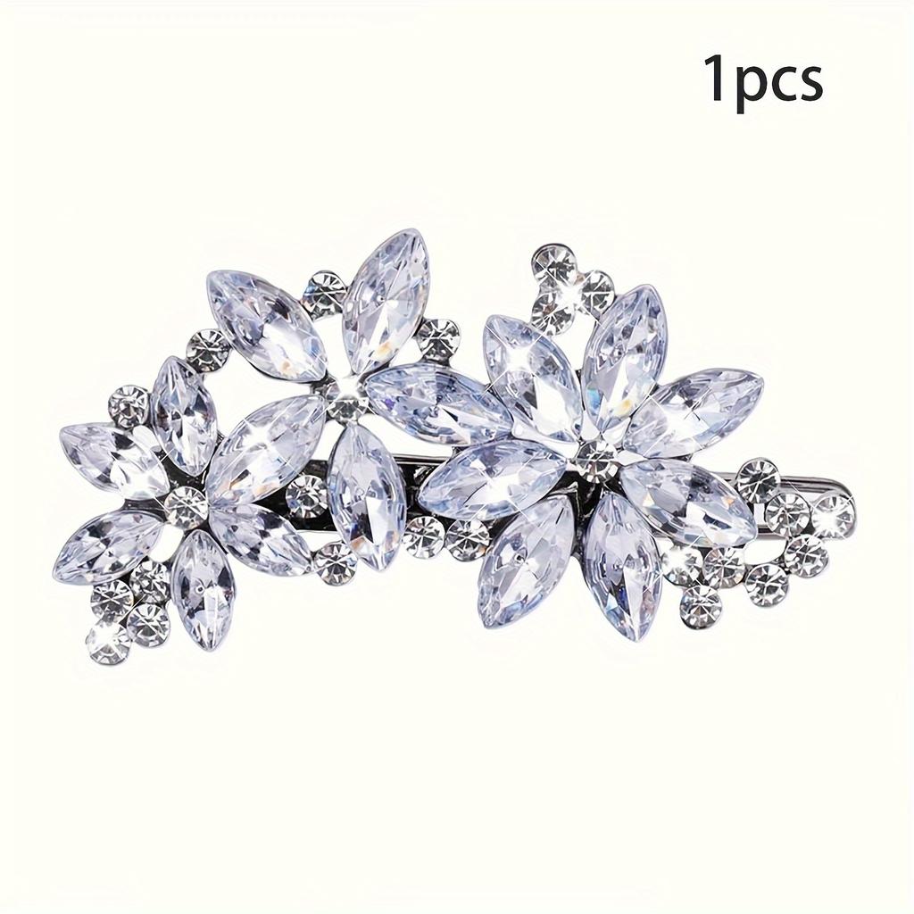 Sparkling Hair Clip With Flower Design, Suitable For Ladies' Weddings, Brides, Parties, Dances, Beauty Pageants, Bridesmaids, Formal Occasions, Gifts