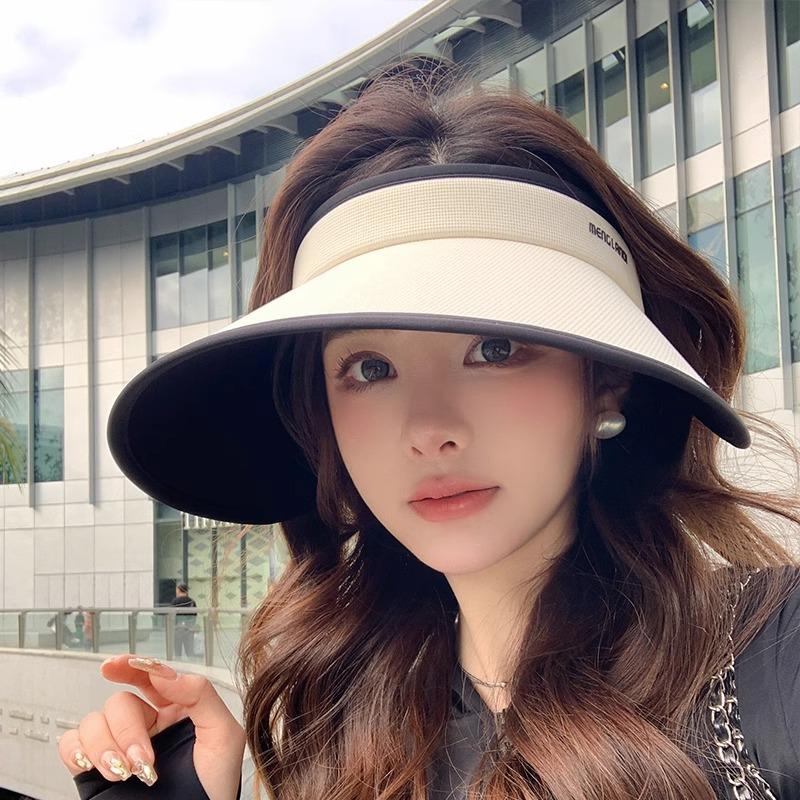UPF + large brim empty top hat children's new UV protection face covering vinyl sun protection sun hat summer