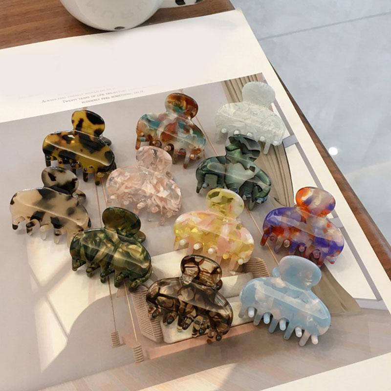 Sweet Small Mini Hair Claws Clip For Women Tortoiseshell Transparent Barrette Acrylic Geometric Hairpin Acetate Hair Accessories