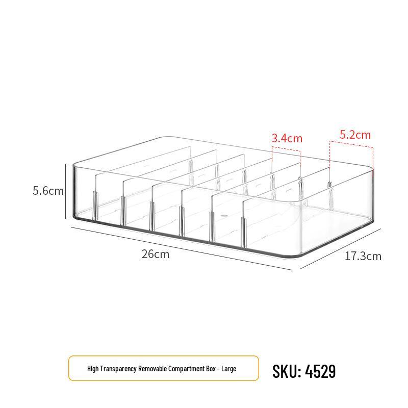 Extra dlouhá 40cm průhledná úzká úložná krabička, šířka 15cm, vodotěsný organizér do zásuvky