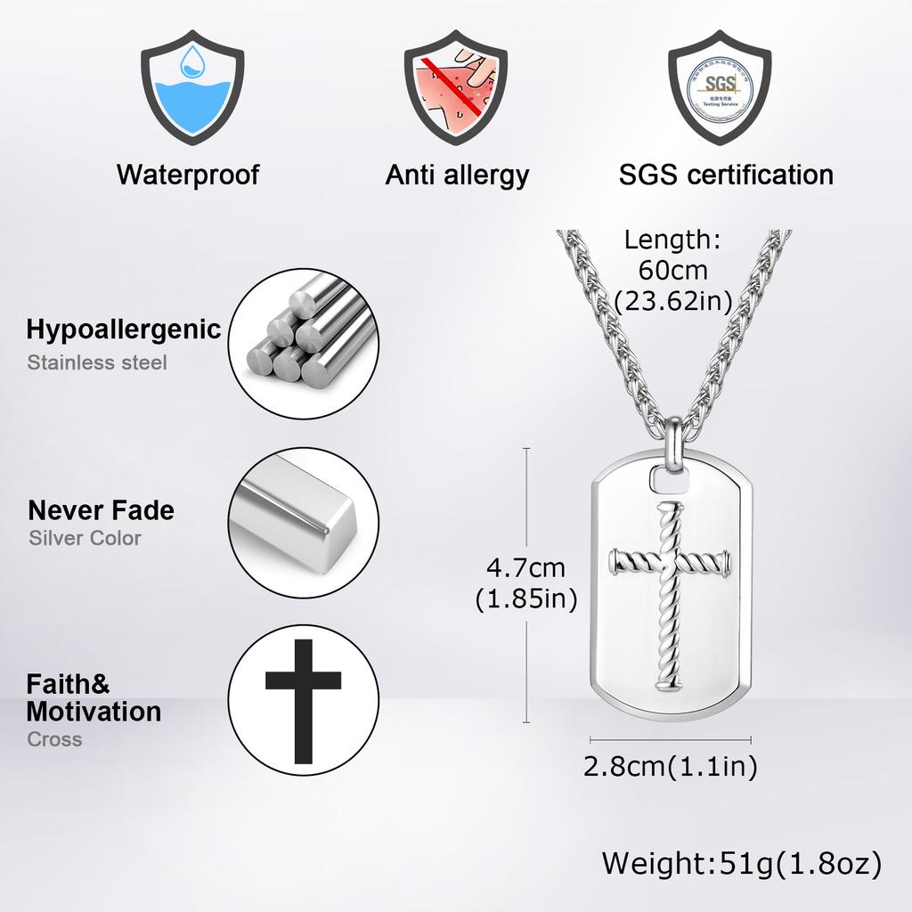 Collares Colgantes de Placa de Perro Cruzados para Hombres Niños, Collares Colgantes de Acero Inoxidable Pulido Alto, Regalos de Joyería para Esposo PAPÁ MEJOR AMIGO