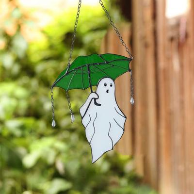 Halloween Paraplyer Spøkelse Hengende Dekorasjon Hjem Kontor Innendørs Utendørs Farget Glass Tegneserie Spøkelse Vegg