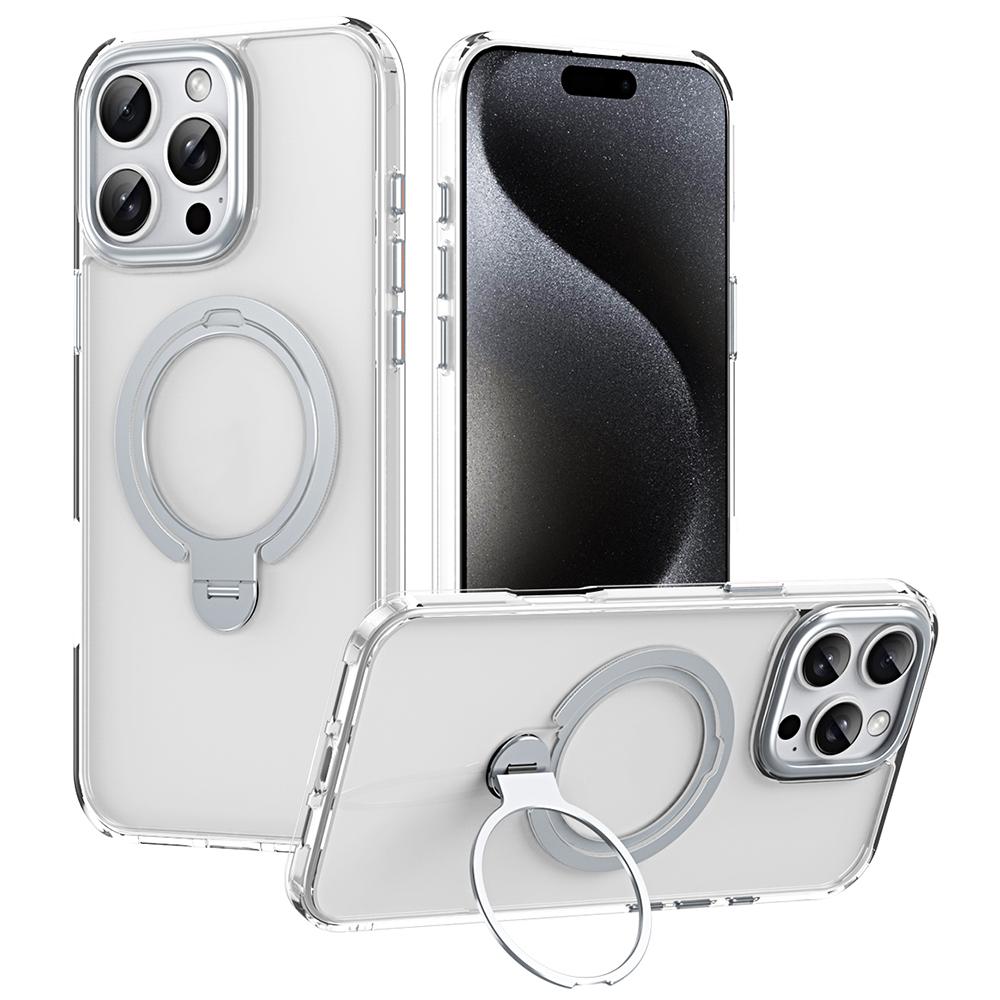 

Чехол для телефона iPhone 16 Pro с подставкой, матовая задняя крышка, совместимый с MagSafe Transparent