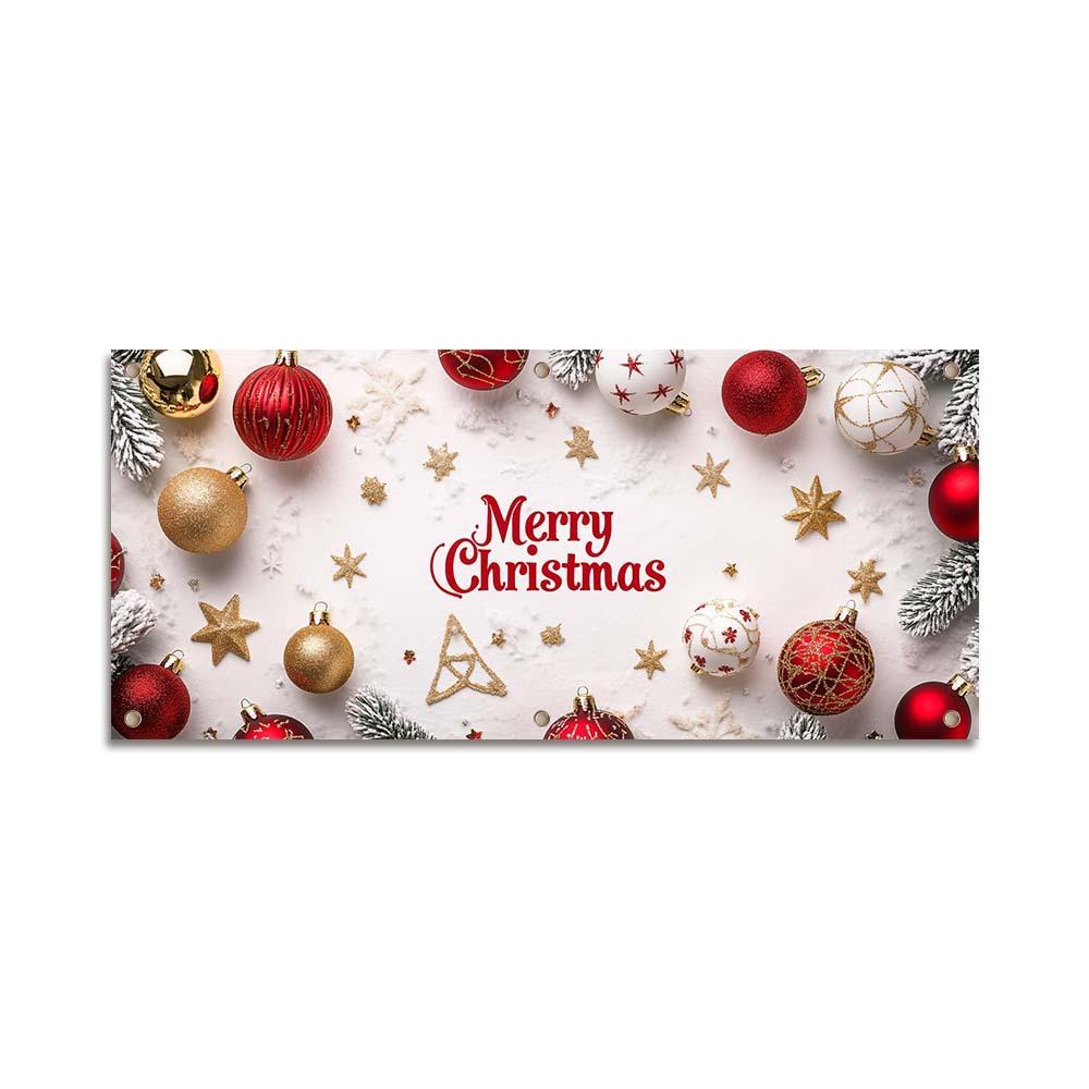 Decorate the Garage Door with Christmas Yard Banners and Hang the Party Decoration Backdrop.