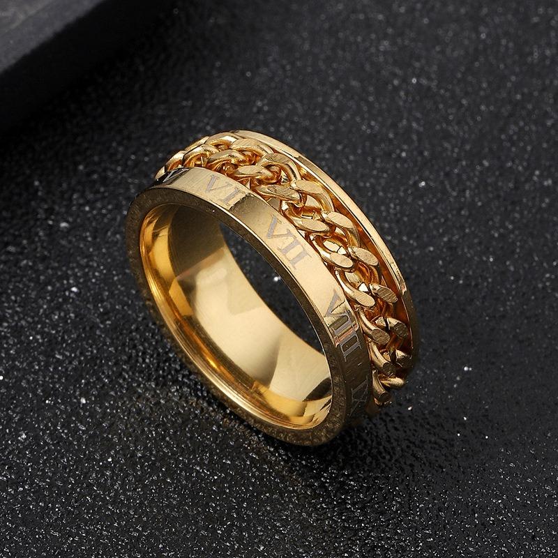 Hot Selling Atmospheric Roman Character Rotatable Chain Stripe Ring