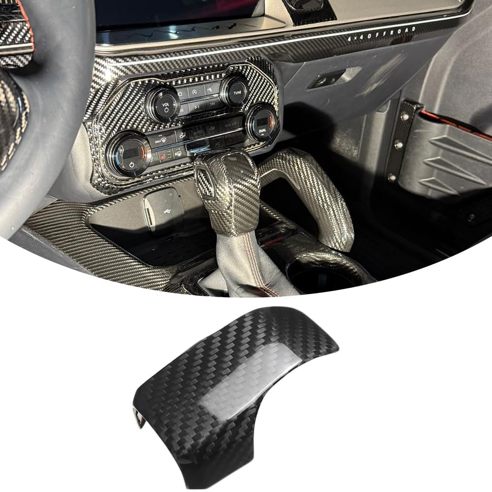 

Jogon Dry Carbon Fiber Shift Lever Knob Trim for Ford Bronco Raptor Big Bend Outer Banks Badlands Everglades Wildtrak 2021 2022 2023 2024 Center Glossy CF
