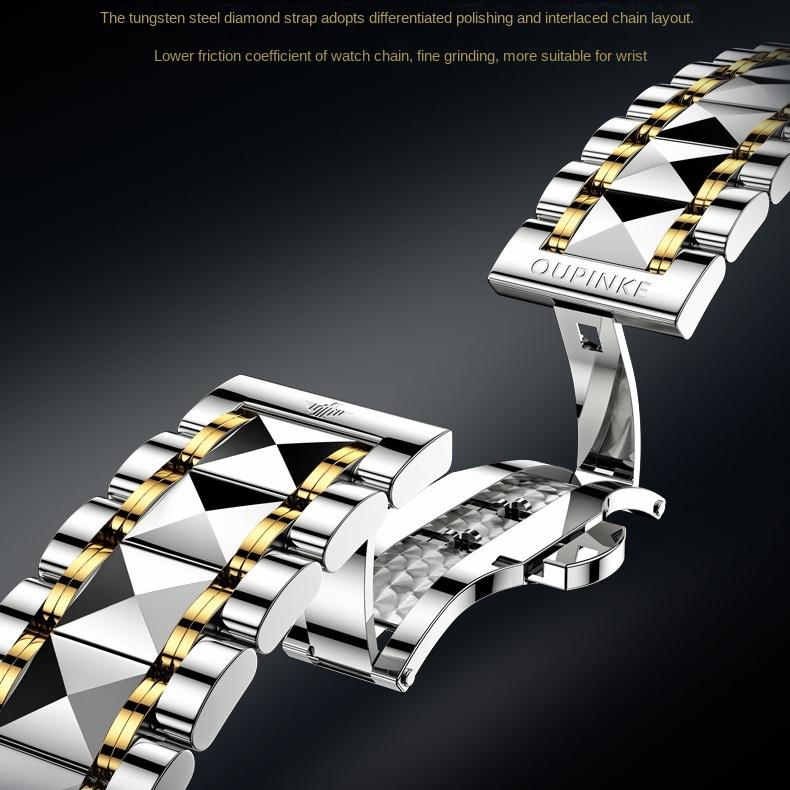 OUPINKE Hodinky Automatické mechanické hodinky Steel Business Vodotěsné pánské hodinky Pánské hodinky