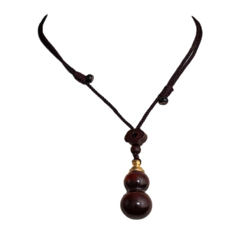 Ethnic Hand Braided Cord Necklace Featuring Openable Wood and Zinc Alloy Pendant for Cultural Fashion Stress Relief