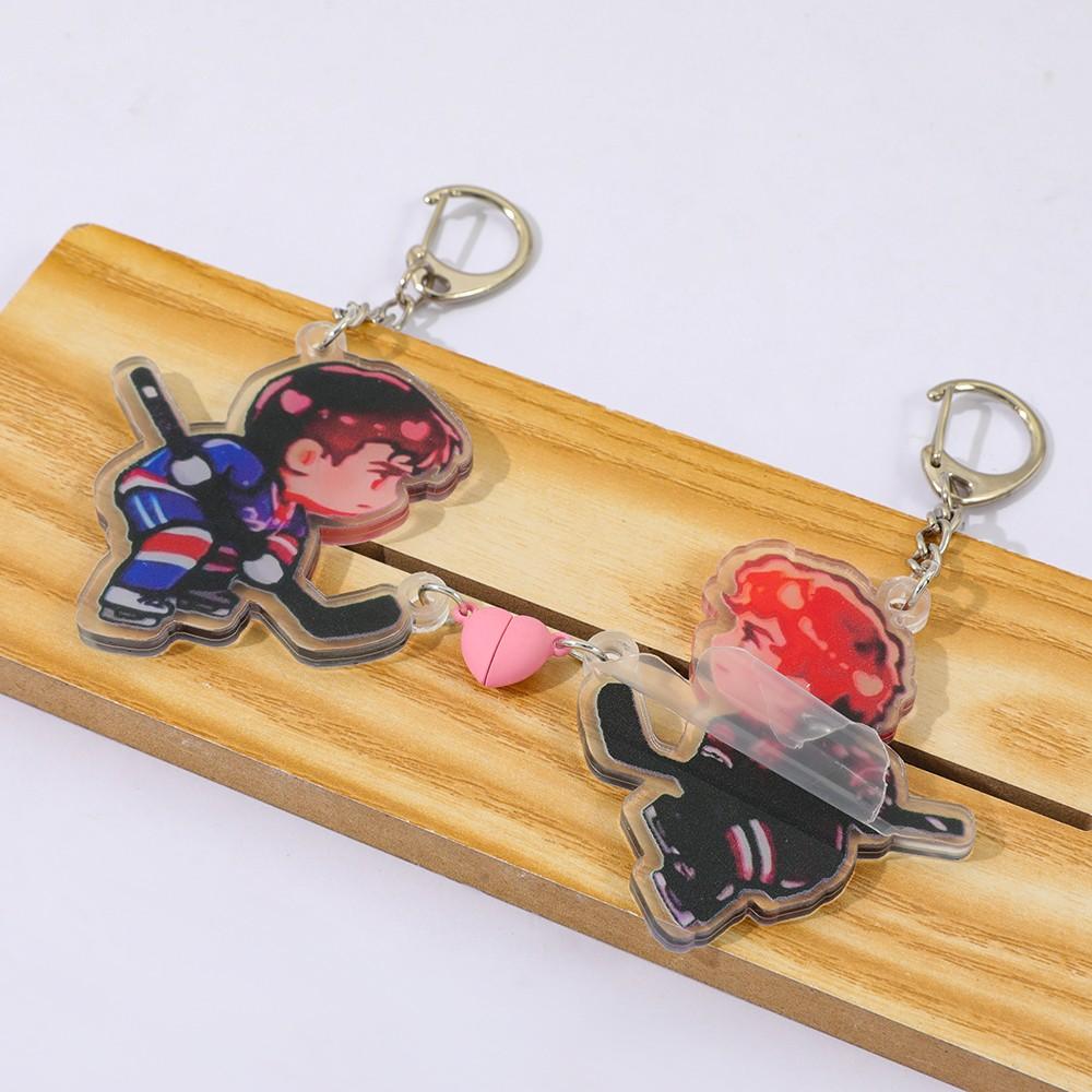 

2pcs Couple Keychain Collection I Love My Boyfriend Acrylic Pendant Adorable Heated Rivalry Style designed for Backpack Present