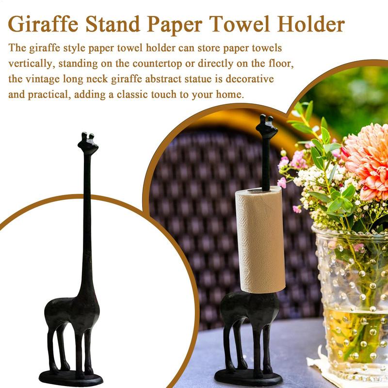 Porta asciugamani di carta a forma di giraffa Decorazione da scrivania metallo Ferro Supporto per fazzoletti Bagno Cucina Stand Gadget Rack Organizer Storage