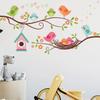 Cartoon Cute Bird Family Branch Flower Animal Wall Stickers Removable for Kid Bedroom Living Room Foyer Decoration Wall Decals