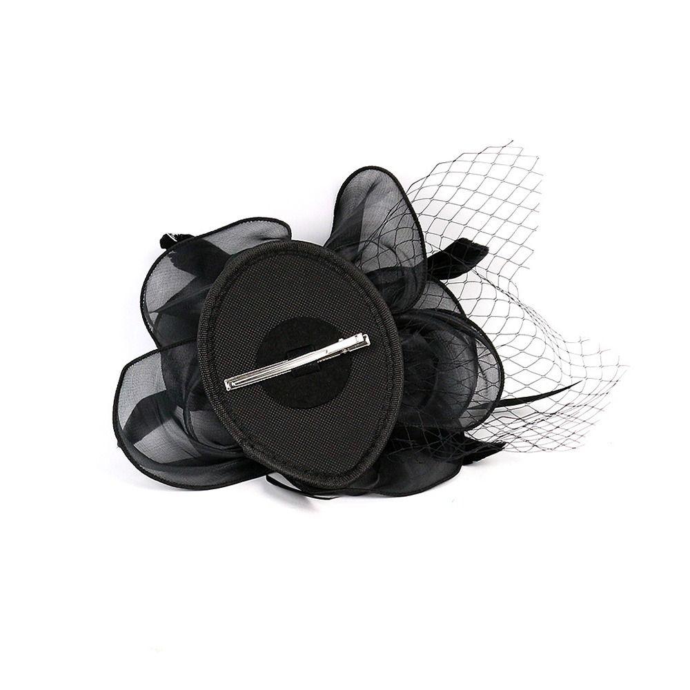 New Detachable Clip Feather Headband Mesh Veil Bridal Headdress Party Headwear Women