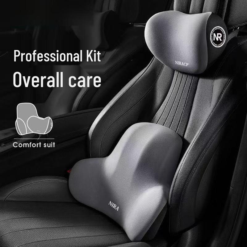 Memory Foam Lumbar & Neck Support Car Cushion Set