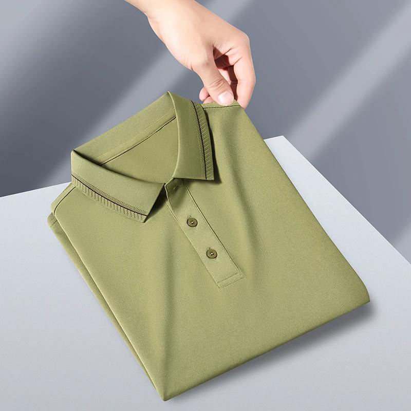New Men's Business Casual Short Sleeved Shirt Solid Color Polo Shirt Fashionable Breathable Comfortable Versatile Top