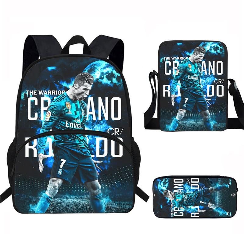 Set Zaino Scolastico CR7 per Bambini Tessuto Oxford Borsa a Doppio Scomparto con Tasca Frontale Astuccio Tracolla Ergonomico Dorsale