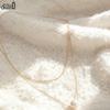 EFFIE QUEEN 925 Silver 14k Gold Oval Shaped Pearl Pendant Necklace Double Layered Chain Banquet Jewelry for Women Wedding GPN72