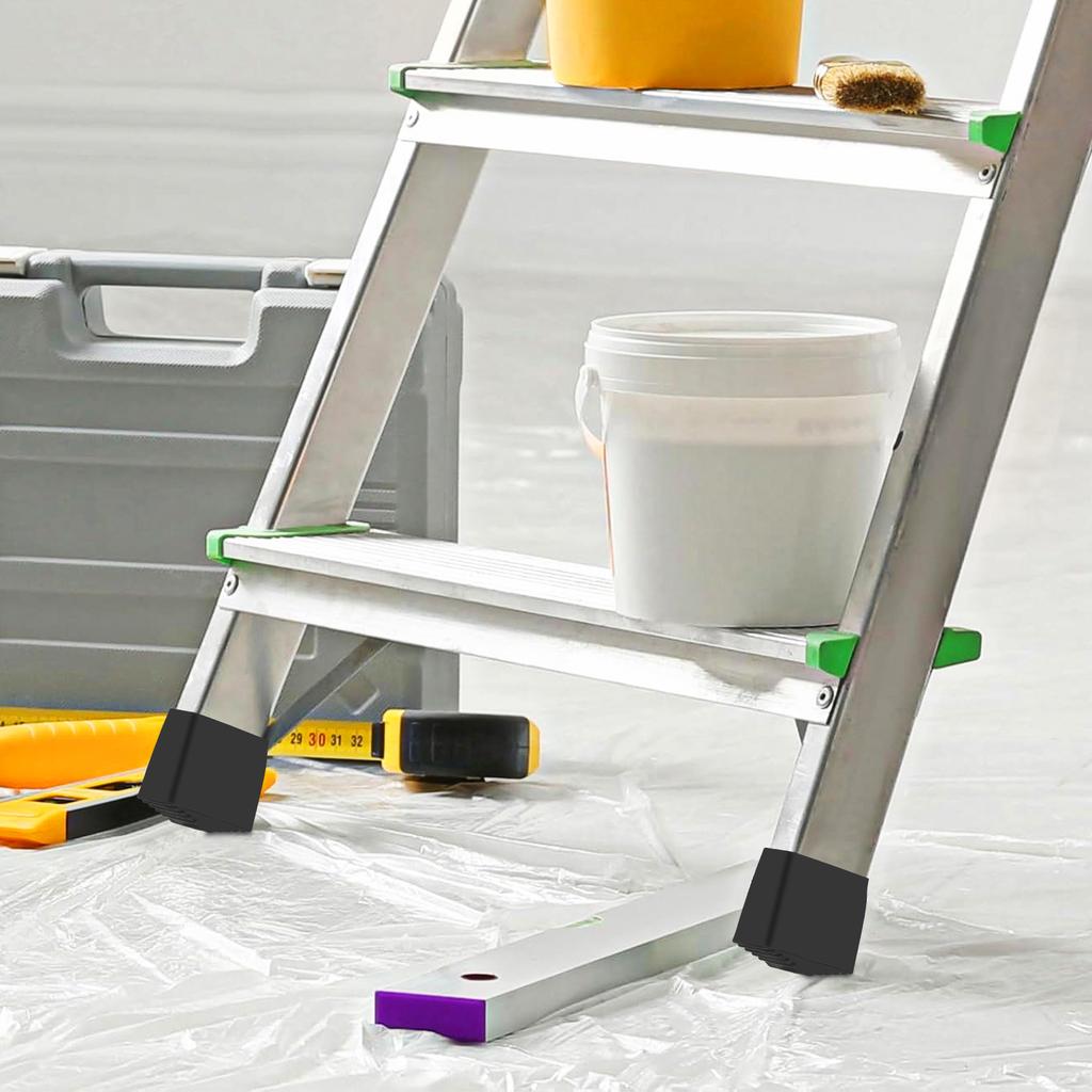 2 ks Černé gumové kryty na nohy žebříku, protiskluzové podložky, 2x4cm čtvercové stabilizátory, ochranné krytky nohou pro nohy domácího nábytku