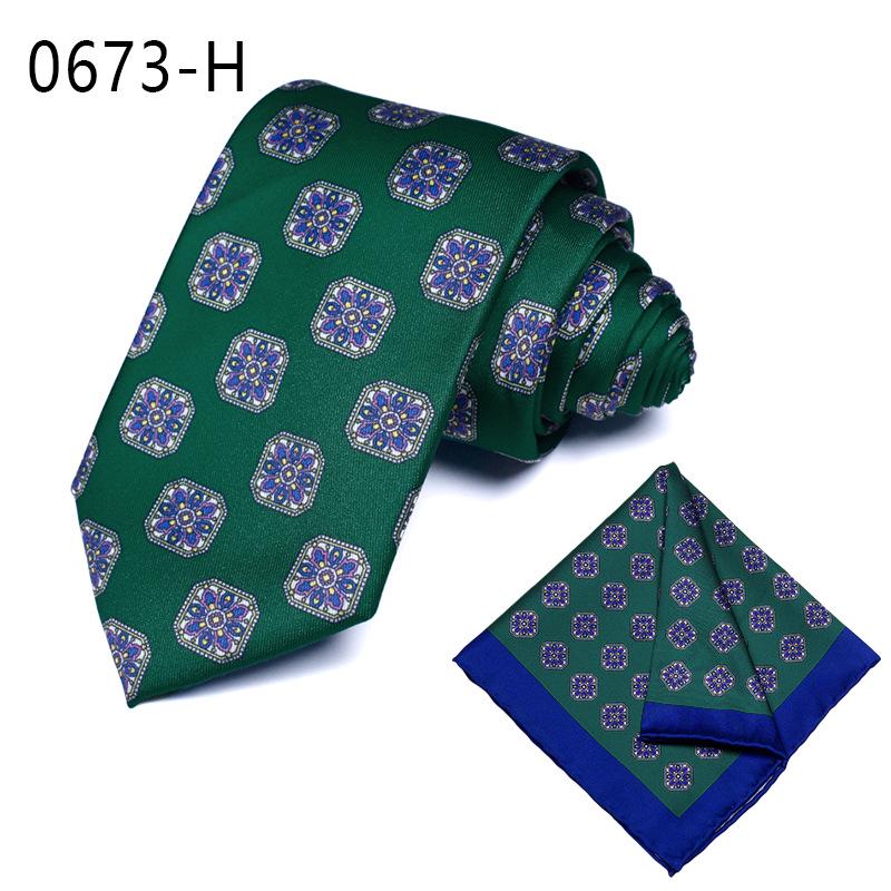 

TONIVANI-02 Мужской формальный галстук из полиэстера и шелка и набор карманных платков