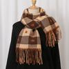 Autumn and winter hot-selling new love imitation cashmere versatile scarf women's warm thickened cold-proof plaid fringed shawl