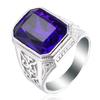 Luxury Square Big Stone Engagement Ring Men Stainless Steel Punk Skeleton Gothic Black Wedding Rings