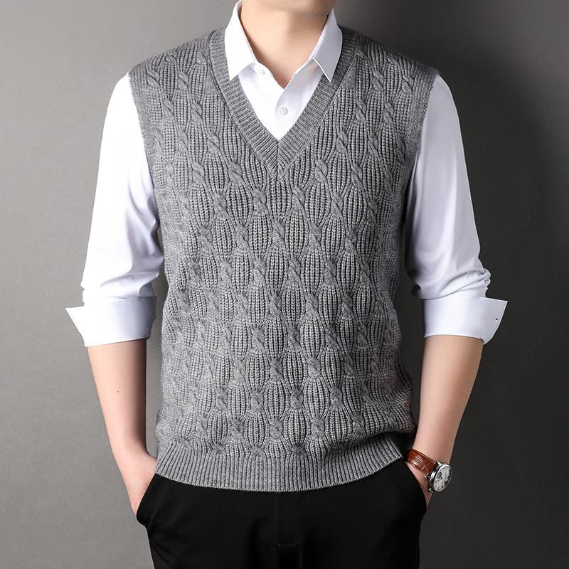 Men's Twisted Loose Knit Vest Bottom Sleeveless Shirt