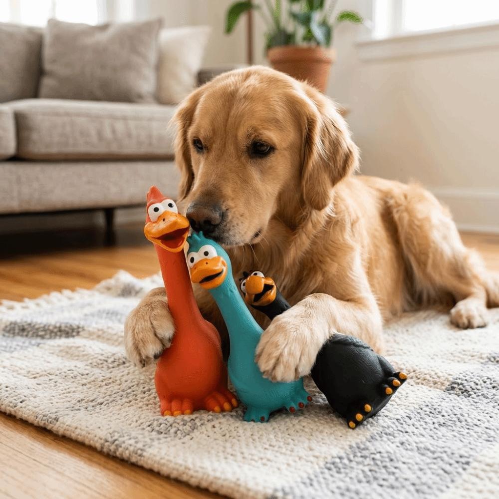 Chicken Shaped Dog Toy Bite Tough Screaming Chicken Toy Latex Squeaky Toy  Teeth Grinding синий