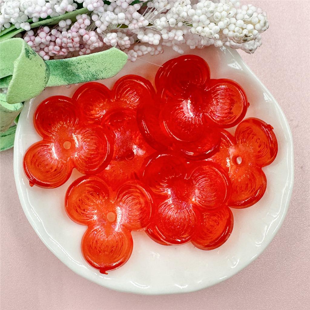 Acrylic 10pcs Hairpin Accessories Mobile Phone Chain Beads 22.6mm Hollowed Out Straight Hole Three-petal Flowers Beaded Handmade