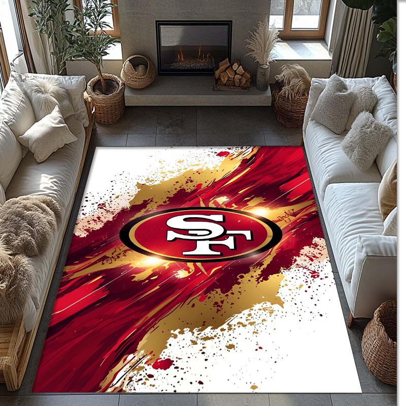 San Francisco 49ers Kristall-Samt-Teppich Weich Anti?Rutschfeste Fußmatte Bequemer Wohnzimmer Schlafzimmer Dekor Teppich