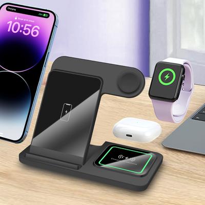 Soporte Dock Cargador Inalámbrico Plegable 3 En 1 Estación de Carga Rápida Para Apple Watch 9 8 7 6 AirPods Pro iPhone 15 14 13 12 11 XR 8