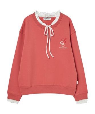 DELICCENT Frill Sweatshirt [Coral]