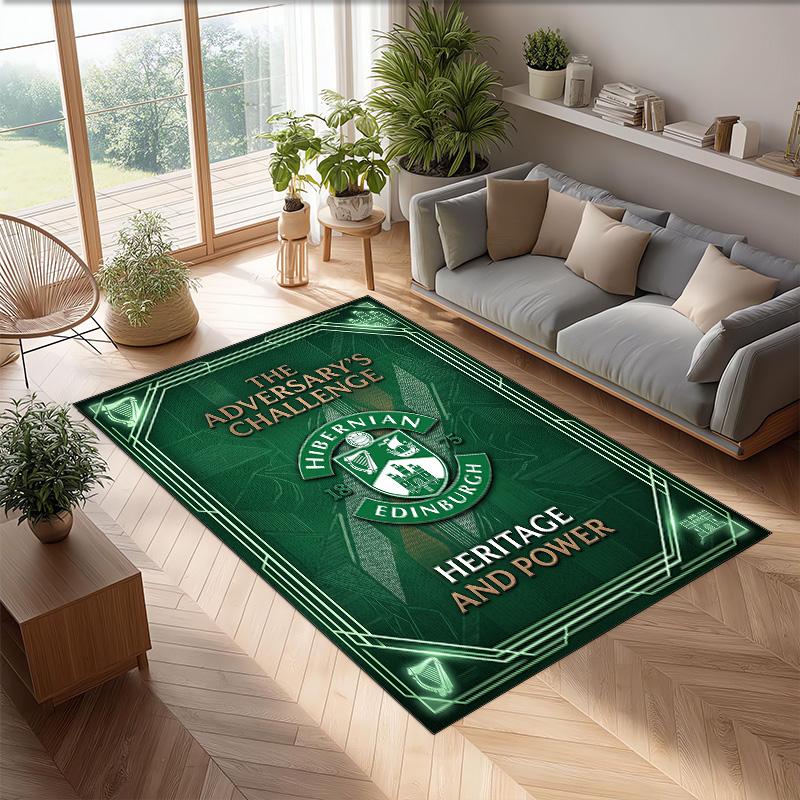 Hibernian FC Fußballmuster Weicher Teppich Rutschfeste Indoor-Bodenmatte Sportdekorationsmatte für Schlafzimmer
