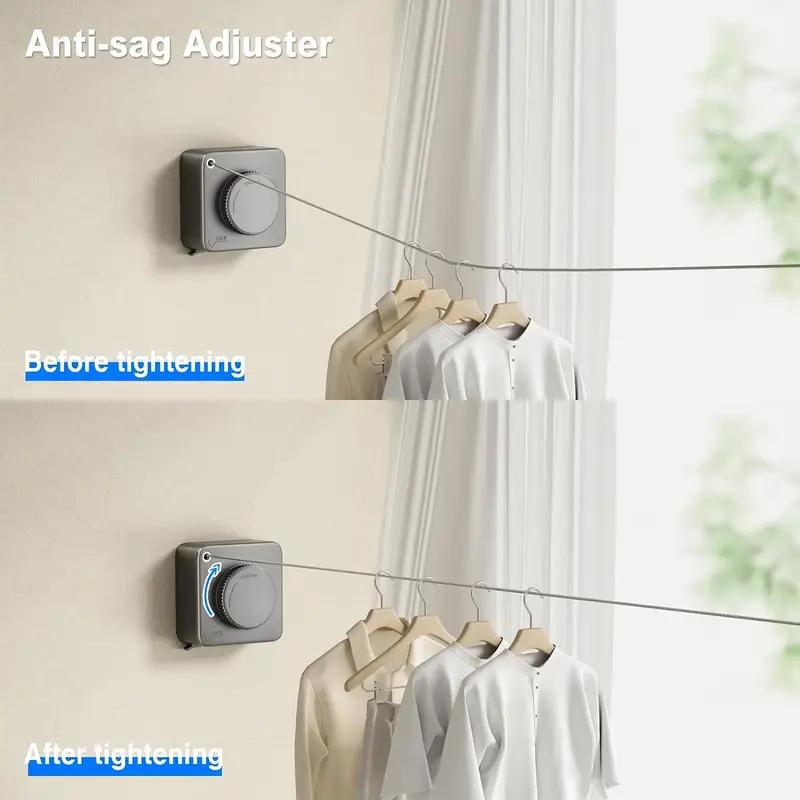 Retractable Clothesline Indoor and Outdoor Clothes Wall Hanger Drying Rack Balcony Bathroom Invisible Clothesline Wire Rope AVE