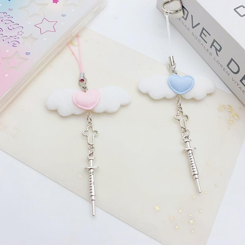 Lovely Angel Wing Pendant Phone Charm Stylish Keychain Accessory for Bag Wallet