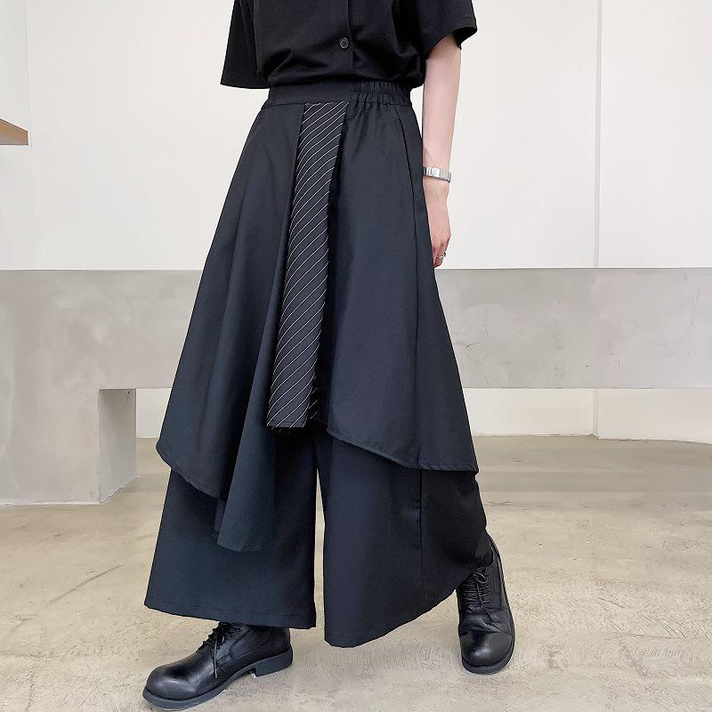 Yohji Yamamoto Men's Dark Irregular Japanese-style Ribbon Pants - Samurai Kendo Skirt Design for Summer