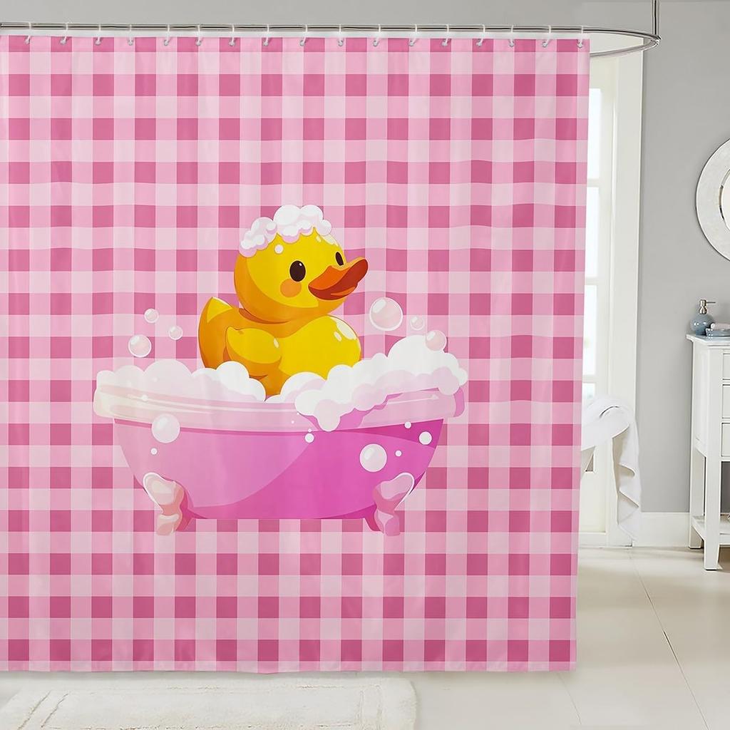 Kids Yellow Rubber Duck Shower Curtain Cartoon Ducks Bath Curtain Funny Animal Bathroom Accessories Cute Animal Fabric Shower