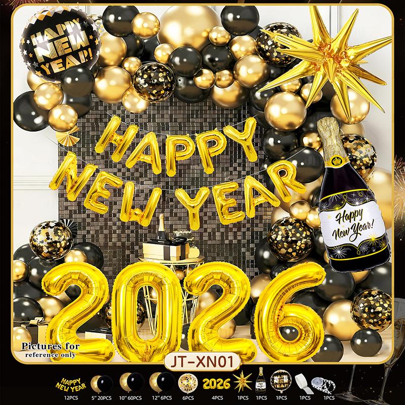 Happy New Year 2026 Aluminum Foil Balloons Gold Number Set Banner Letter Welcome 2026 Party Decorations 2026 Decorations