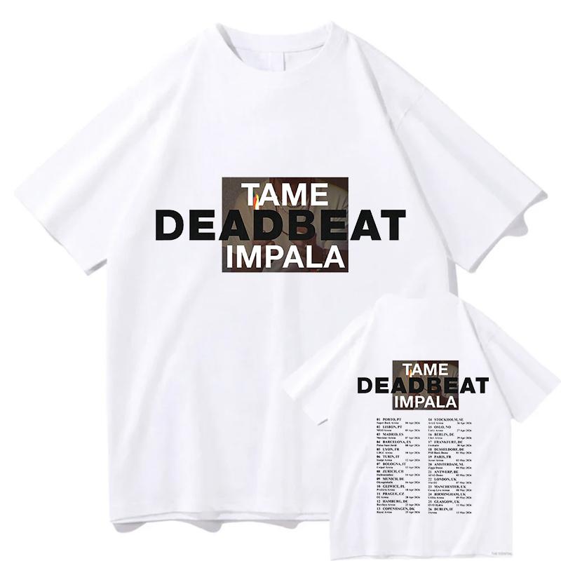2026 Merch Tame Impala Deadbeat Tour Magliette Vintage Cotone Puro Doppia Faccia Fan Manica Corta Magliette Estetiche Abbigliamento Top