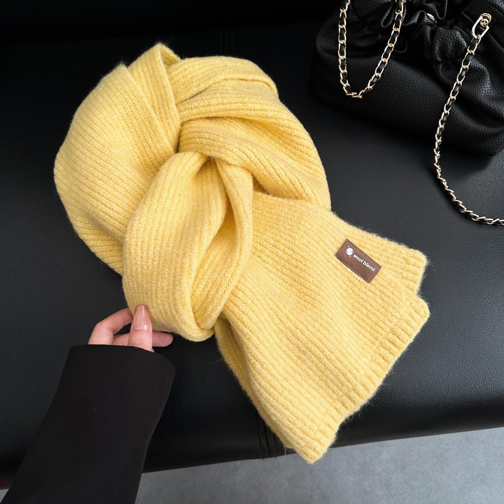 Romantic Solid Color High End New Small Scarf for Women in Winter Korean Atmosphere Student with Wool Scarf for Men