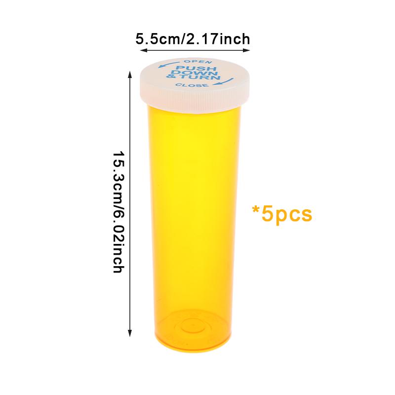 5-Pack Child-Resistant Pill Bottles - 6-60 Dram Travel-Size Medicine Containers with Safety Caps, Multi-Use Portable Vials