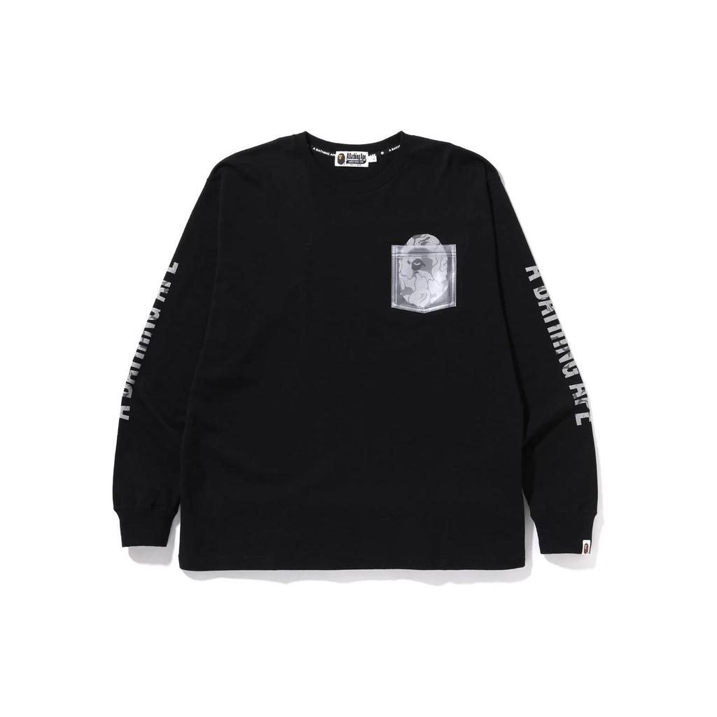 Bape Reflective Solid Camo Ape Head Relaxed Fit Pocket L/S Tee 1H80-111-011