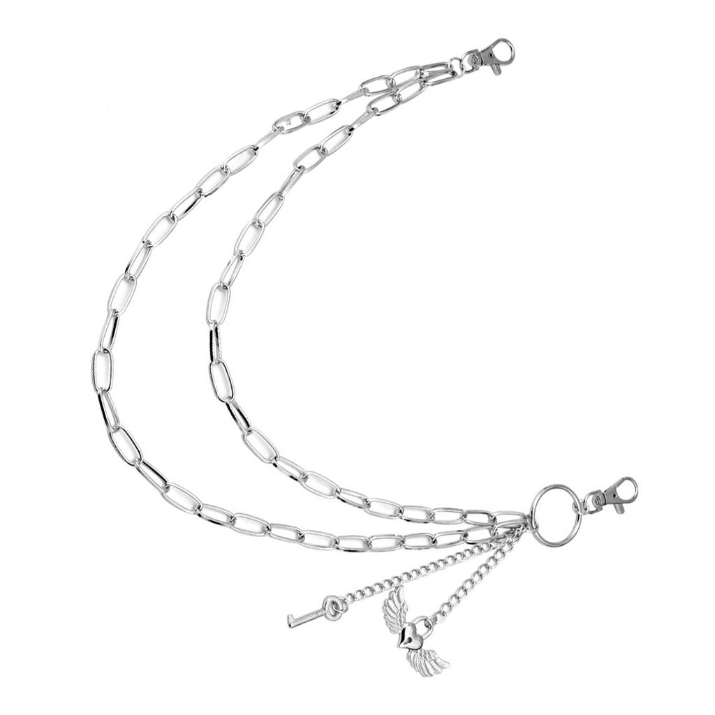 Łańcuch do spodni Punk Łańcuch do dżinsów Portfel Biżuteria Unisex Ozdoba do spodni Estetyczny Łańcuch ze skrzydłami serca na imprezę/do noszenia na co dzień