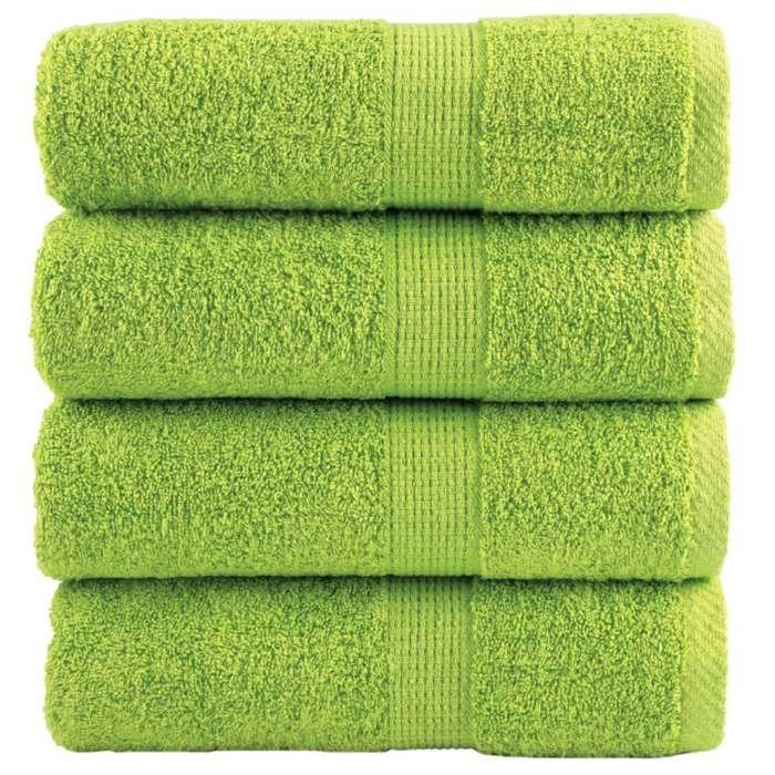 VidaXL Serviettes de toilette Premium SOLUND 4 pièces Vert pomme 30 x 30 cm 600 g/m² 137492