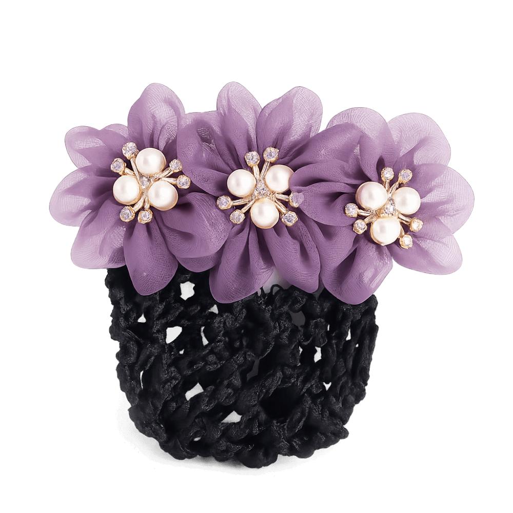 Imitation Pearl Delicate Flower Hair Net Dual-Use Cloth Cover Net Spring Clips Colorful Ornament Hair Accessories