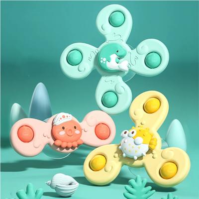 3Pcs/Set Suction Cup Spinning Cartoon Animal Spinner Toys Kids Window Baby High Chair Table Travel Bath Toy for Children Gift