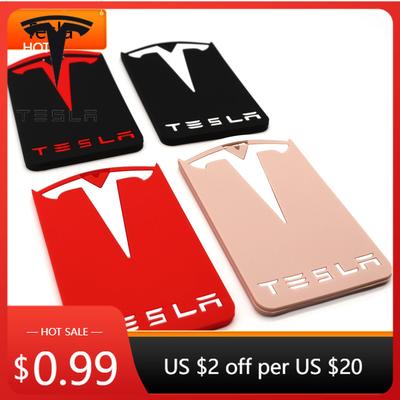 Car Sticker 3D Design Highlights Key Card Clip Silicone Protective Case Keychain, Suitable for Tesla Model 3 Model Y Acces