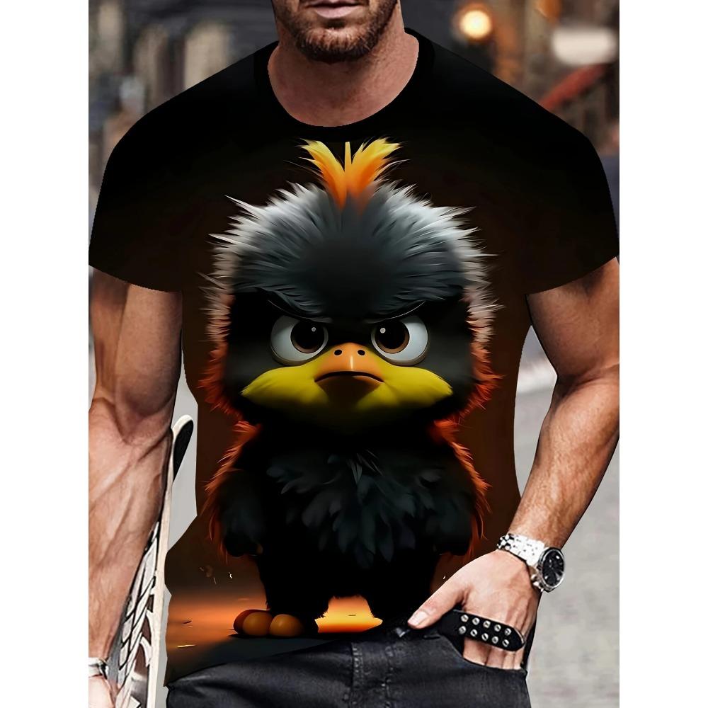 Men's Summer 3D Animal Pattern Print Crew Neck Casual Short Sleeve T-Shirt, Men's Outdoor Fashion Loose Top